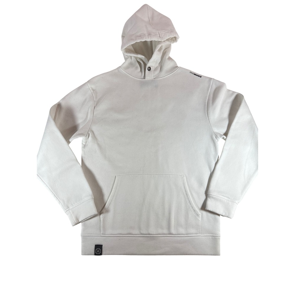 Swissbrand Mens White Hoodie Sweatshirt Size M Polyester Pullover Pocket‎